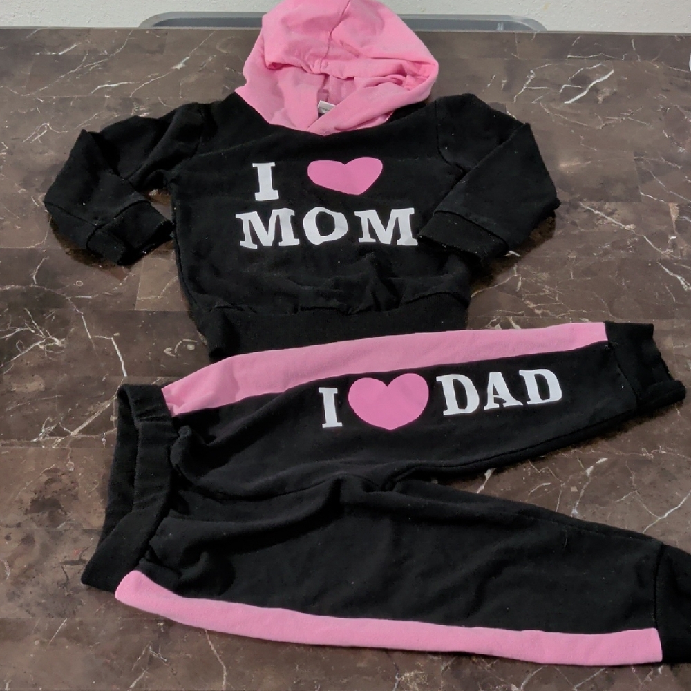 Black and Pink Hoodie and Pants Set